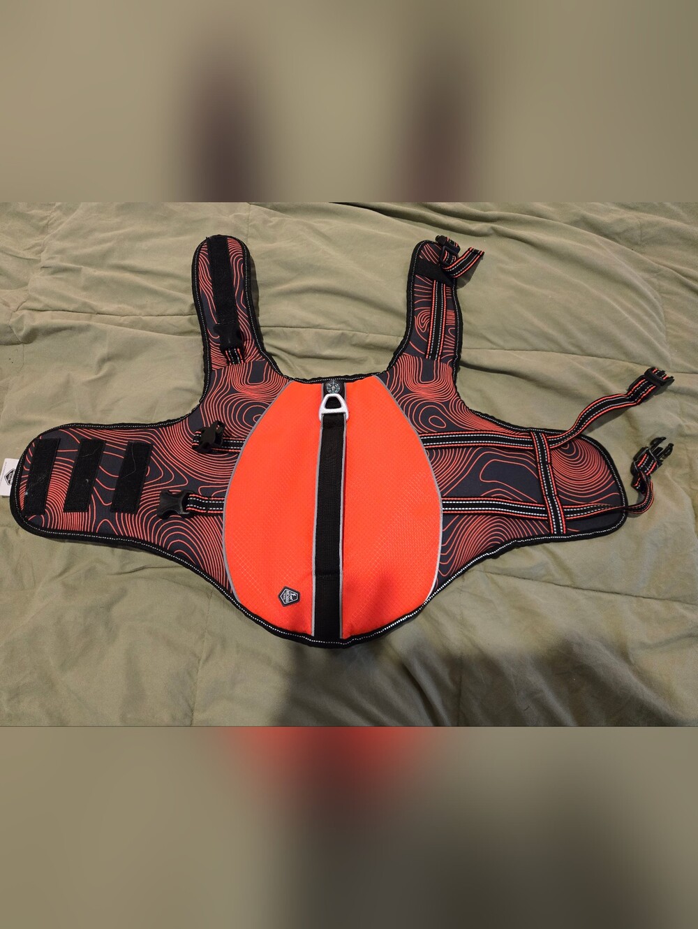 Medium Dog Life Jacket High-Visibility Orange Black Life Vest / Buoyancy Aid